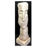 Cubist Carved Stone Statue of Two Sided Face