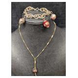 Murano Venetian Lamp Work Art Glass Bracelet And N