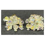 Signed Vintage Hobe Iridescent Beaded Cluster Clip