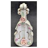 Vintage Bone China Violin Ring Holder Figurine