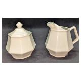 Vintage White Ceramic Creamer And Sugar Bowl