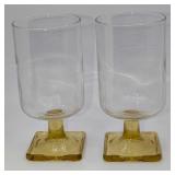 2 Federal Glass Amber Foot Goblet B