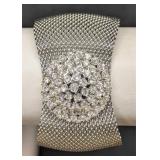 Vintage Wide Judy Lee Mesh Rhinestone Bracelet