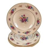 4 Vintage Retired Lenox Rose Rim Soup Bowls