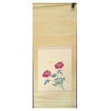 Vintage Japanese Red Rose Woodblock Printing