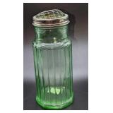 Lime Glass Depression Era Style Vase With Metal To