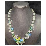 Vintage Glass Colorful And Clear Glass Bead Neckla