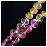 Pink and Yellow Tourmaline Fancy Cut Beads (2)