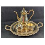 Vintage Oneida Silver Plate Coffee Pot Serving Tra