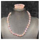 Vintage Signed Vendome Pink iridescent Beaded Neck