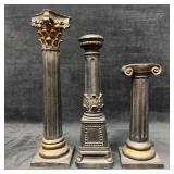Black Roman Column Pillar Candle Stick Holder Set