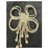 Vintage Signed Vendome Huge Iridescent Bow Brooch