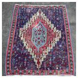 Kurdish Kilim Rug Pink Blue Handmade Wool Hand Wov