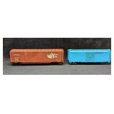 2 Vintage Distressed Blue & Southern Belle Boxcars