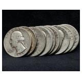 Lot of 10 Silver Washington Quarters