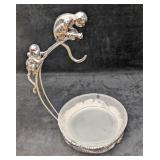 Arthur Court Monkey Banana Holder With Glass Bowl