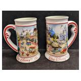 2 Walt Disney World 6.5' Collectible Ceramic Stein