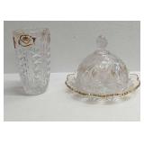 Vintage Glass Butter Plate With Top And Anna Hutte