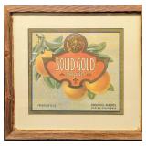 Framed Vintage Solid Gold Brand Orange Crate Label