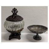 WM A Rogers Silver Plated Candy Dish And Ribbed Sw