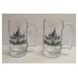 2 Disneyland Cinderella Castle Glass Steins