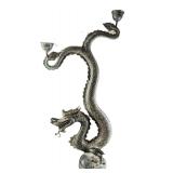 Large Vintage Brass Chinese Dragon Candle Holder