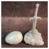 Rawcliffe Pewter Hatched Dragon Egg Excalibur Swor