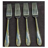 4 Retired Gorham Golden Swirl Oval Dinner Forks A