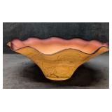 Large Krosno Jozefina Ruffled Glass Art Bowl