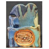 Handmade Pottery Blue Business Card Holder