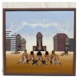 Framed Original Acrylic On Canvas Erotic Nude Land