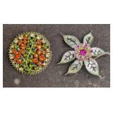 Vintage Flower Floral Rhinestone Brooches Sarah Co