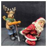 Santa Claus Reindeer Wine Bottle Corkscrew Holder