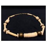Camel Bone Brass Bead Necklace