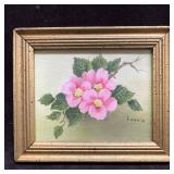 Vennie Grant Pink Flower Floral Cluster Small Oil
