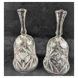 2 Vintage Pressed Glass Bells