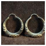 Germany Sterling Silver Hoop Ribbed Accent Earring