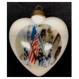 9/11 Heart Shaped Ceramic Ornament Raising Flag