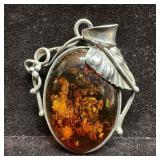 Baltic Amber Tree Resin Stone Setting Sterling Sil