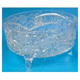 Vintage Floral Etched 3 Legged Bowl