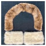 Vintage Two Tone Brown Mink Fur Collar and Muff Se