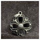 Sterling Silver 800 Filigree Ornate Flower Design