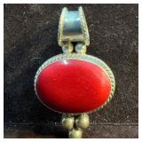 ATI Mexico 925 Sterling Silver Red Jasper Pendant