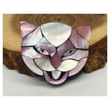 Vintage Mosaic Shell Puma Pin