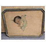 Vintage Framed Bessie Pease Gutmann Little Bit Of
