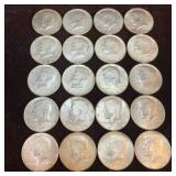 Twenty 20 Kennedy Half Dollars 1968 D 10 Ten Dolla