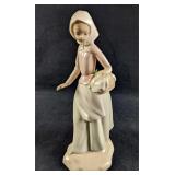 Porcelain Similar To Lladro Girl With Basket Figur