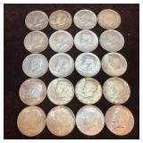 Twenty 20 Kennedy Half Dollars 1964 P Ten 10 Dolla