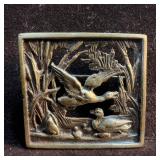Duck Lake Scene Naple Embossed Cut Out Sterling Br