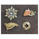 Unmarked Grapes Leaf Wreath Vintage Brooch Pins Lo